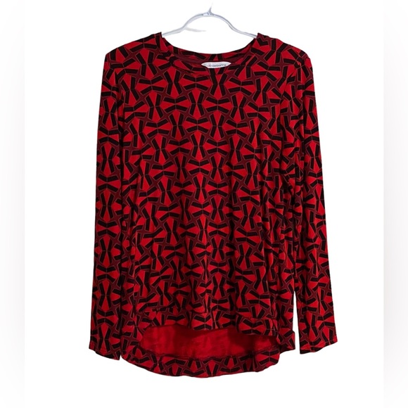 41. LIZ CLAIBORNE Knit Top - Red & Black - Size Sm - Picture 1 of 5